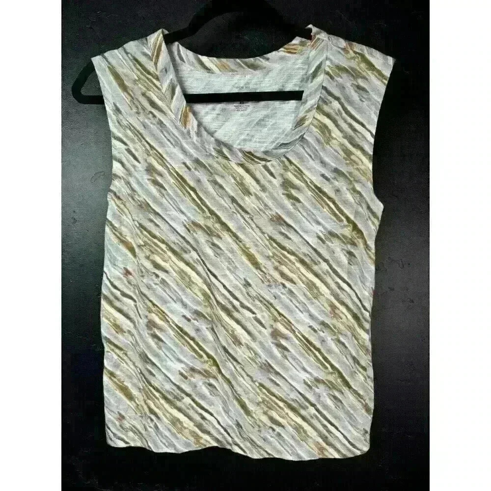 Banana Republic Malibu Tee  Printed  Paint Brush Brown Grey Tank Size XS